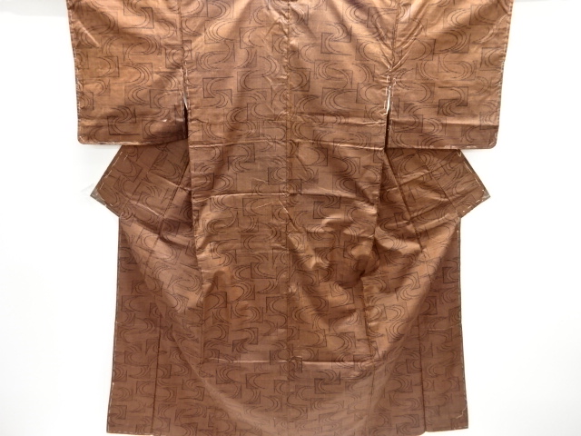 JAPANESE KIMONO / UNUSED NISHIJIN DENSHO TSUMUGI / WOVEN STREAM & GEOMETRIC PATTERN